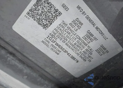 2023 Chevrolet Bolt Ev Fwd 1Lt z USA, uszkodzony, nr VIN 1G1FW6S03P4138975